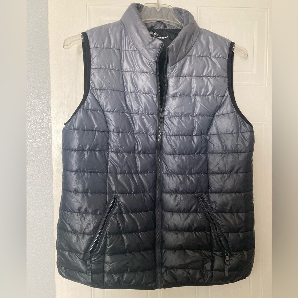 Jackson Hole Black Gray Puffer Vest Zippered